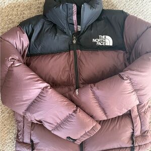 The North Face Black and Mauve Puffer Jacket